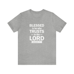 Blessed Men's Jersey Short Sleeve Tee (Multiple Colors White Lettering)