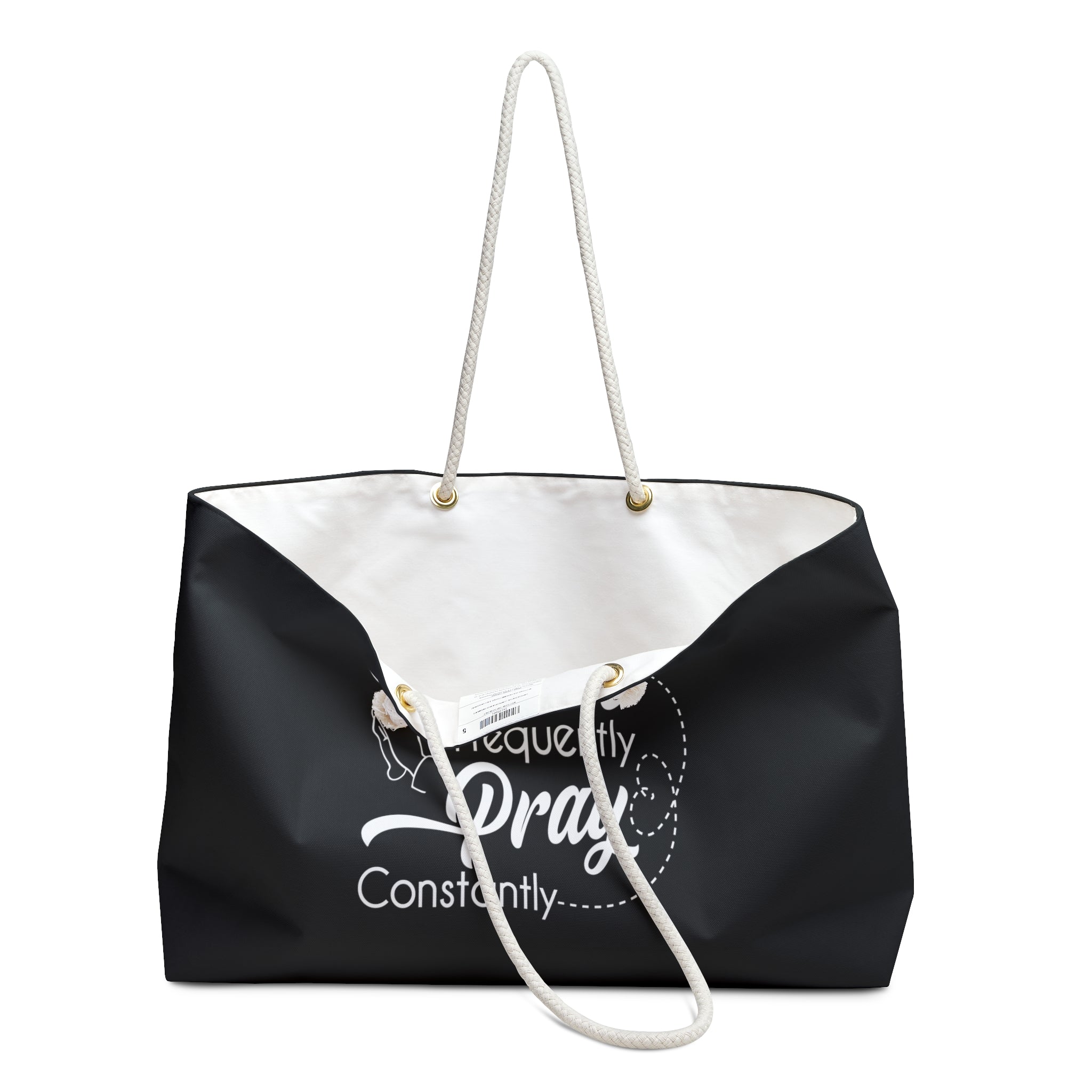 Travel and Pray Weekender Bag Black White