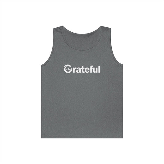 Grateful Men's Tank Top — Minimalist Inspirational Muscle Shirt