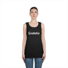 Grateful Men's Tank Top — Minimalist Inspirational Muscle Shirt