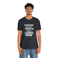 Blessed Men's Jersey Short Sleeve Tee (Multiple Colors White Lettering)