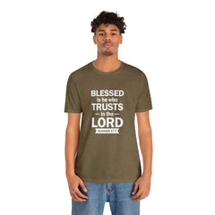 Blessed Men's Jersey Short Sleeve Tee (Multiple Colors White Lettering)