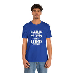 Blessed Men's Jersey Short Sleeve Tee (Multiple Colors White Lettering)