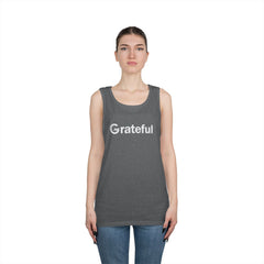 Grateful Men's Tank Top — Minimalist Inspirational Muscle Shirt