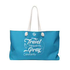 Travel and Pray Weekender Bag (Blue & White)