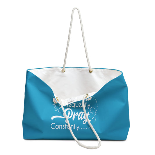 Travel and Pray Weekender Bag (Blue & White)