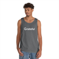 Grateful Men's Tank Top — Minimalist Inspirational Muscle Shirt