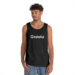 Grateful Men's Tank Top — Minimalist Inspirational Muscle Shirt
