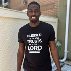 Blessed Men's Jersey Short Sleeve Tee (Multiple Colors White Lettering)